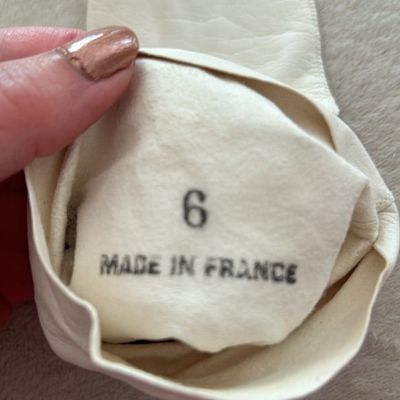 Vintage | Kislav Kidd White Cream Leather Arm Length Gloves Made in France 6 - Picture 4 of 6